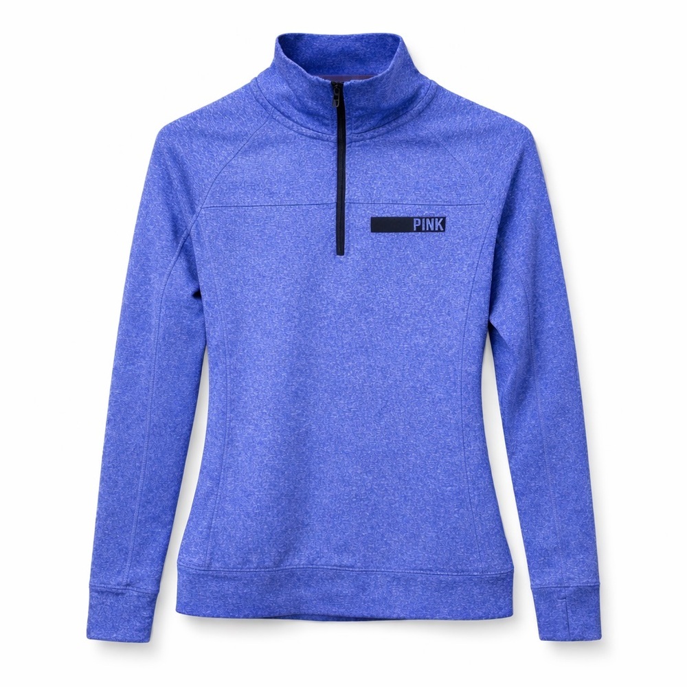 Victoria's Secret PINK Heathered Periwinkle Blue Quarter-Zip Sweatshirt (071)